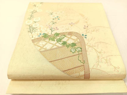 平和屋着物＊夏物 太鼓柄袋帯 籬花文 金銀糸 正絹 逸品 CABH4510vp