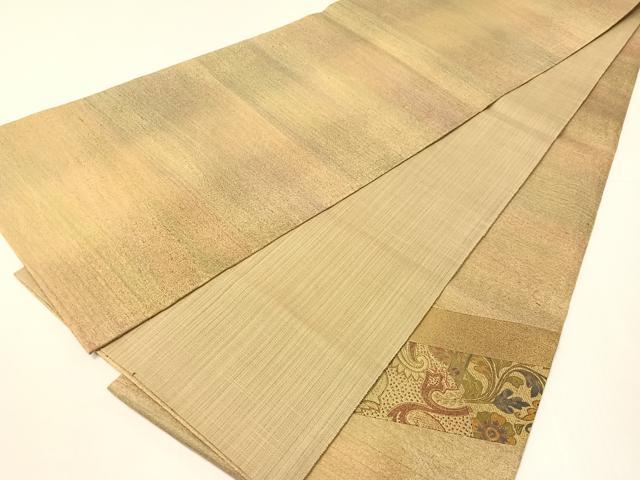 平和屋着物●太鼓柄袋帯　紬地　切嵌　更紗吉祥文　金彩　やまと誂製　正絹　逸品　CABH4513vp
