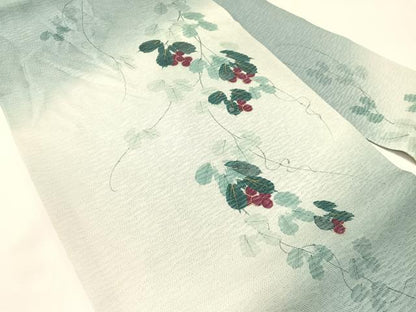 平和屋着物▽京都印象派 友禅作家　橋本恵　九寸名古屋帯　スリーシーズン　春夏秋　手描き　葡萄蔦の葉文　金彩　正絹　逸品　CABH4521vp