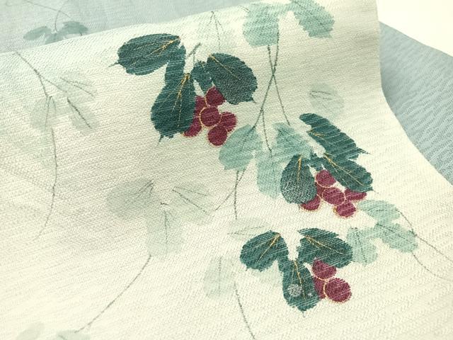 平和屋着物▽京都印象派 友禅作家　橋本恵　九寸名古屋帯　スリーシーズン　春夏秋　手描き　葡萄蔦の葉文　金彩　正絹　逸品　CABH4521vp