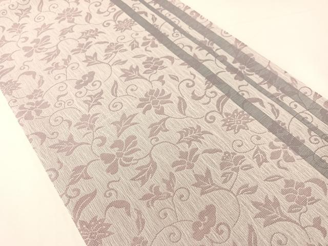 平和屋着物▽両面　六通柄袋帯　スリーシーズン　春夏秋　櫛織　更紗唐草間道　正絹　逸品　未使用　CABH4523vp