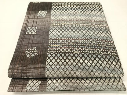 平和屋着物▽両面　六通柄袋帯　スリーシーズン　春夏秋　櫛織　吉祥間道　正絹　逸品　CABH4524vp
