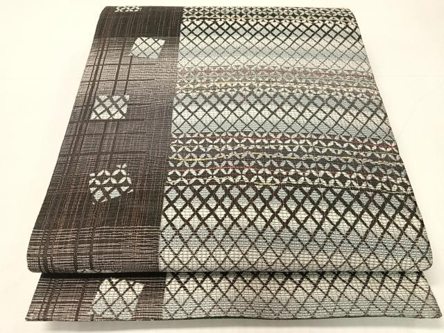 平和屋着物▽両面　六通柄袋帯　スリーシーズン　春夏秋　櫛織　吉祥間道　正絹　逸品　CABH4524vp