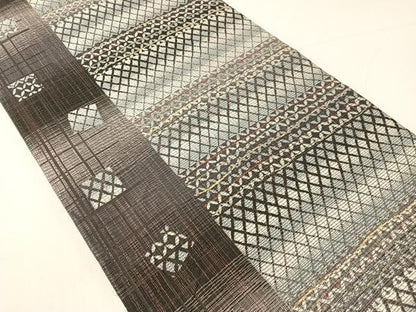 平和屋着物▽両面　六通柄袋帯　スリーシーズン　春夏秋　櫛織　吉祥間道　正絹　逸品　CABH4524vp
