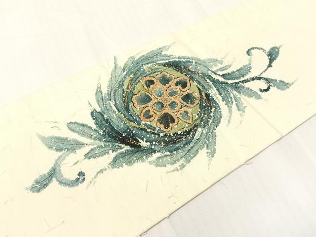 平和屋着物●九寸名古屋帯　髭紬　花唐草吉祥文　金彩　正絹　逸品　CABH4527vp