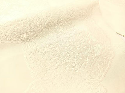 平和屋着物●八寸名古屋帯　綴れ　七宝花文　生成り色　正絹　逸品　CABH4528vp