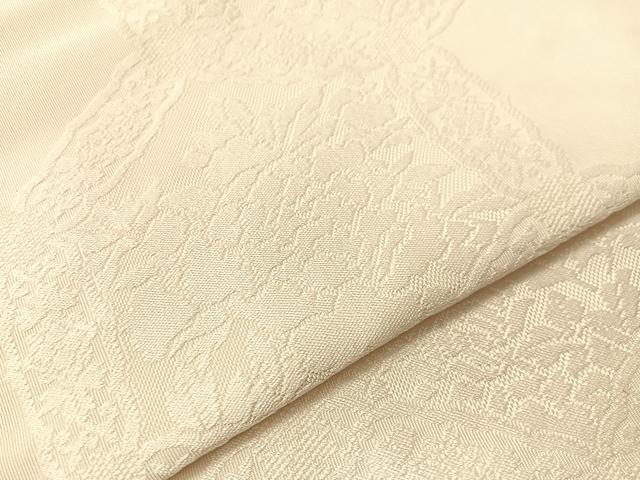 平和屋着物●八寸名古屋帯　綴れ　七宝花文　生成り色　正絹　逸品　CABH4528vp