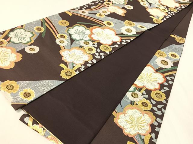 平和屋着物●六通柄袋帯　唐織　舞桜　金糸　正絹　逸品　CABH4530vp