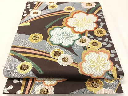 平和屋着物●六通柄袋帯　唐織　舞桜　金糸　正絹　逸品　CABH4530vp
