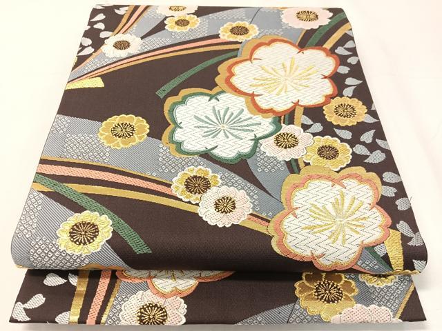 平和屋着物●六通柄袋帯　唐織　舞桜　金糸　正絹　逸品　CABH4530vp