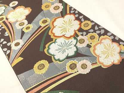 平和屋着物●六通柄袋帯　唐織　舞桜　金糸　正絹　逸品　CABH4530vp