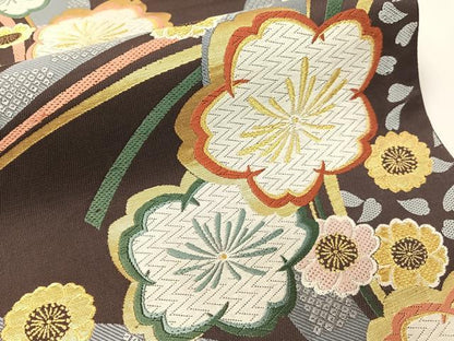 平和屋着物●六通柄袋帯　唐織　舞桜　金糸　正絹　逸品　CABH4530vp