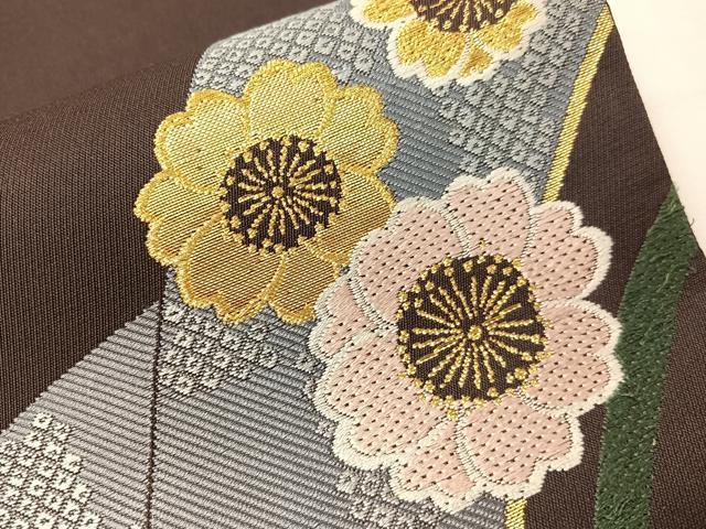 平和屋着物●六通柄袋帯　唐織　舞桜　金糸　正絹　逸品　CABH4530vp