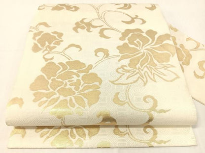 平和屋着物●全通柄　九寸名古屋帯　更紗唐草文　金糸　正絹　逸品　CABH4534vp