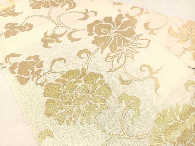 平和屋着物●全通柄　九寸名古屋帯　更紗唐草文　金糸　正絹　逸品　CABH4534vp
