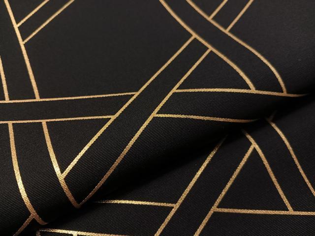 平和屋着物●塩瀬　九寸開き名古屋帯　籬文様　黒地　金彩　正絹　逸品　CABH4541vp