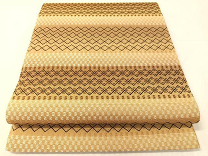 平和屋着物●六通柄袋帯　幾何学文様　正絹　逸品　未使用　CABH4545vp