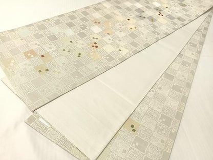 平和屋着物●全通柄　京袋帯　モール　変わり市松文様　正絹　逸品　CABH4546vp