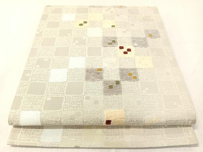 平和屋着物●全通柄　京袋帯　モール　変わり市松文様　正絹　逸品　CABH4546vp
