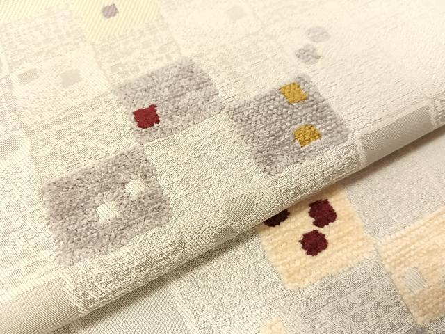 平和屋着物●全通柄　京袋帯　モール　変わり市松文様　正絹　逸品　CABH4546vp