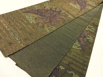 平和屋着物●六通柄袋帯　唐織　霞鳳凰文　金糸　正絹　逸品　CABH4551vp