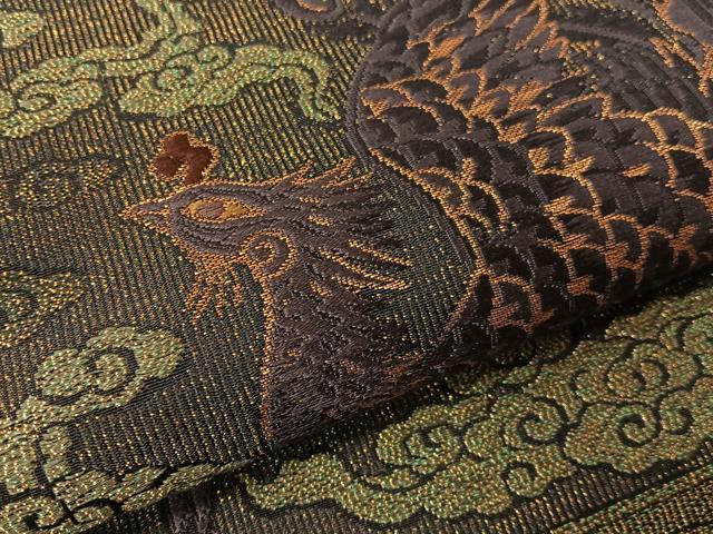 平和屋着物●六通柄袋帯　唐織　霞鳳凰文　金糸　正絹　逸品　CABH4551vp