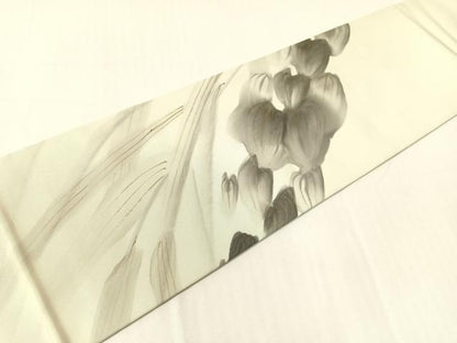 平和屋着物●東京友禅　熊谷好博子　塩瀬　九寸名古屋帯　手描き　草花文　金彩　正絹　逸品　CABH4552vp