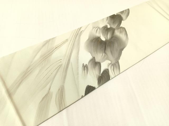 平和屋着物●東京友禅　熊谷好博子　塩瀬　九寸名古屋帯　手描き　草花文　金彩　正絹　逸品　CABH4552vp