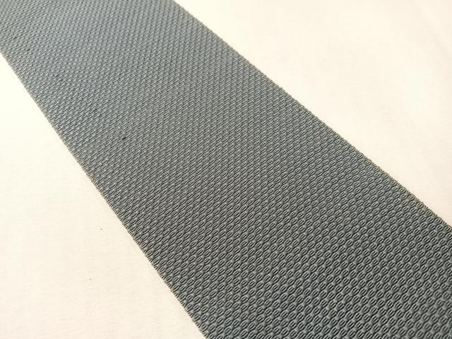 平和屋着物●男性　本場筑前博多織　角帯　彩好苑　市松織　紺鼠色　証紙付き　正絹　逸品　CABH4573vp