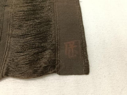 平和屋着物●男性　本場筑前博多織　角帯　吉祥間道　憲法黒茶色　単衣帯　正絹　逸品　CABH4577vp