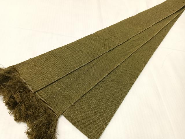 平和屋着物●男性　本場筑前博多織　角帯　海松色　正絹　逸品　CABH4580vp