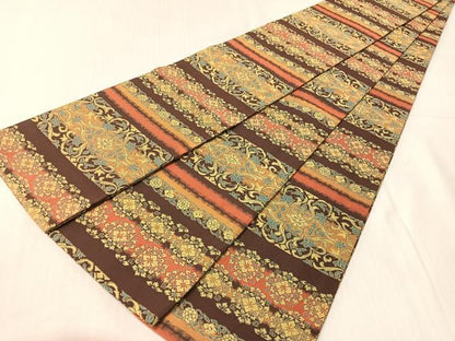 平和屋着物●半幅帯　紹巴　花唐草横段文　正絹　逸品　CABH4586vp