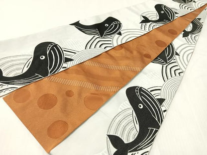平和屋着物●両面　半幅帯　クジラ　CABH4597vp