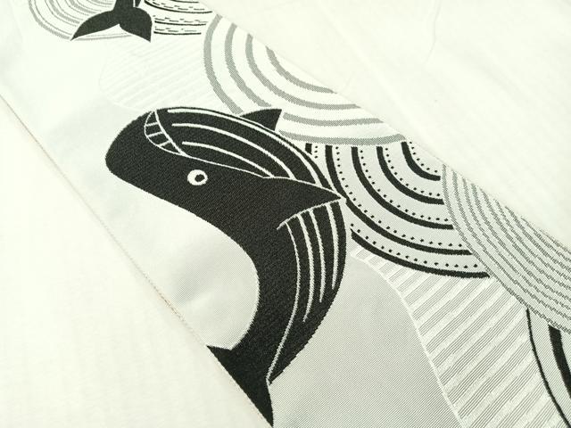 平和屋着物●両面　半幅帯　クジラ　CABH4597vp