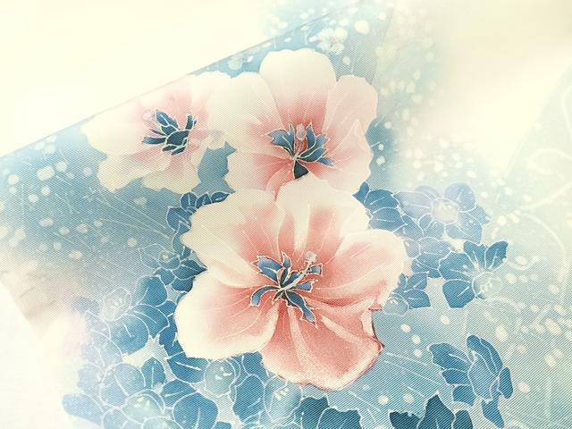 平和屋着物●塩瀬　九寸名古屋帯　ろうけつ染め　舞花文　正絹　逸品　CABH4599vp