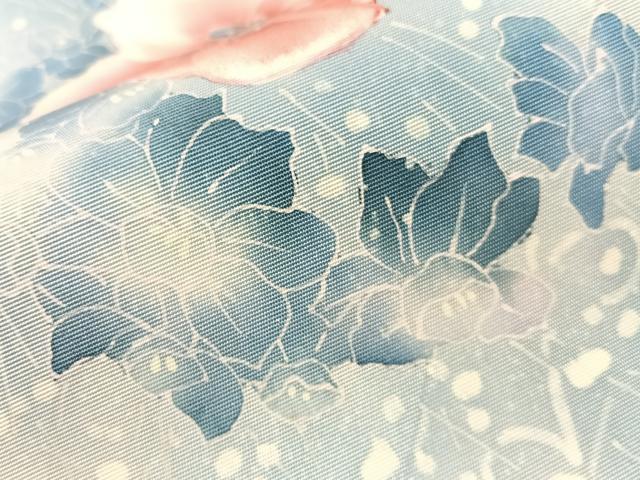 平和屋着物●塩瀬　九寸名古屋帯　ろうけつ染め　舞花文　正絹　逸品　CABH4599vp