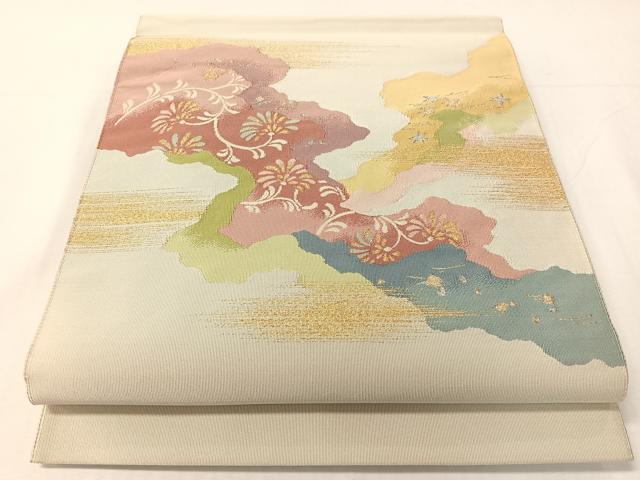 平和屋着物●爪掻き本綴れ　八寸名古屋帯　道長花文　金銀糸　正絹　逸品　CABH4600vp