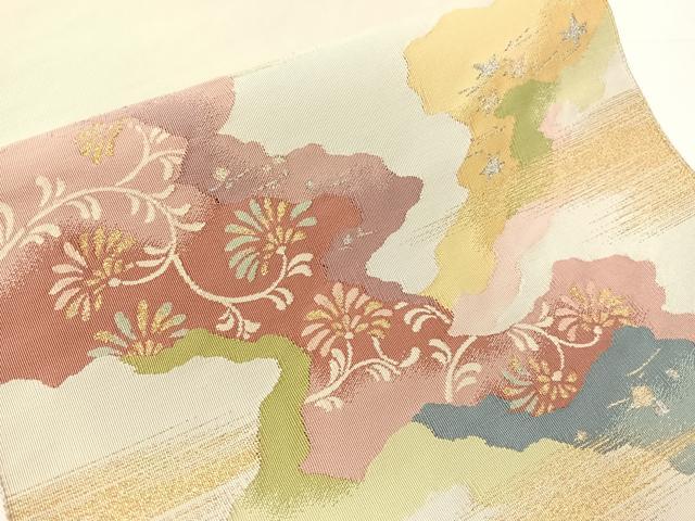 平和屋着物●爪掻き本綴れ　八寸名古屋帯　道長花文　金銀糸　正絹　逸品　CABH4600vp
