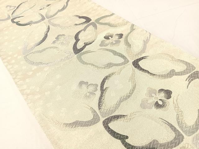 平和屋着物●六通柄袋帯　唐織　七宝花文　銀糸　正絹　逸品　CABH4604vp