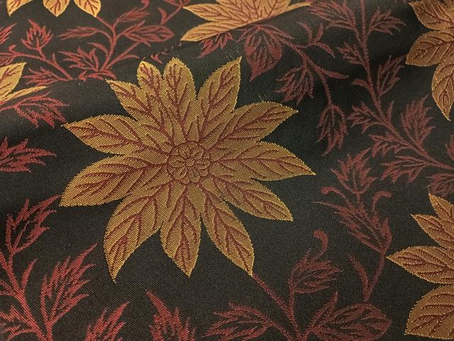 平和屋着物●織物一筋名門　織悦　全通柄　本袋帯　草花文　黒地　正絹　逸品　CABH4607vp