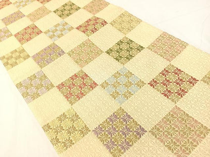 平和屋着物●六通柄袋帯　唐織　有職市松文　金糸　正絹　逸品　CABH4610vp