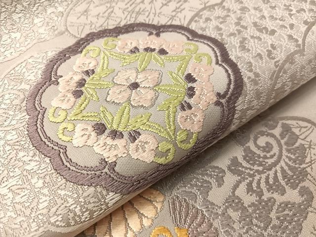 平和屋着物●全通柄　九寸名古屋帯　総通唐織　芳彩美術織物謹製　万葉集　正絹　逸品　CABH4612vp