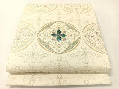 平和屋着物●螺鈿　袋帯　夢・みやび　銀糸　正絹　逸品　CABH4615vp