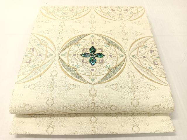 平和屋着物●螺鈿　袋帯　夢・みやび　銀糸　正絹　逸品　CABH4615vp
