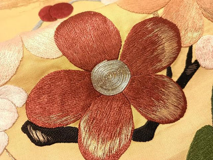 平和屋着物●アンティーク　大正ロマン　太鼓柄京袋帯　総刺繍　手刺繍　駒刺繍　梅笹菱文　金銀糸　正絹　逸品　CABH4616vp