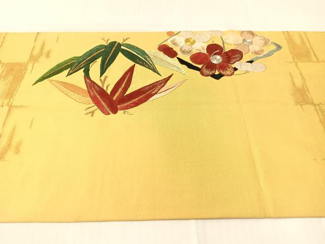 平和屋着物●アンティーク　大正ロマン　太鼓柄京袋帯　総刺繍　手刺繍　駒刺繍　梅笹菱文　金銀糸　正絹　逸品　CABH4616vp