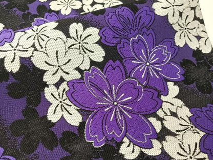 平和屋着物●両面　六通柄袋帯　唐織　舞桜　黒地　正絹　逸品　未使用　CABH4619vp