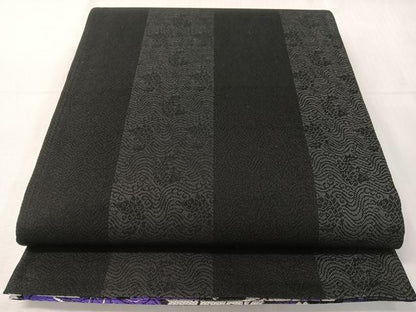 平和屋着物●両面　六通柄袋帯　唐織　舞桜　黒地　正絹　逸品　未使用　CABH4619vp