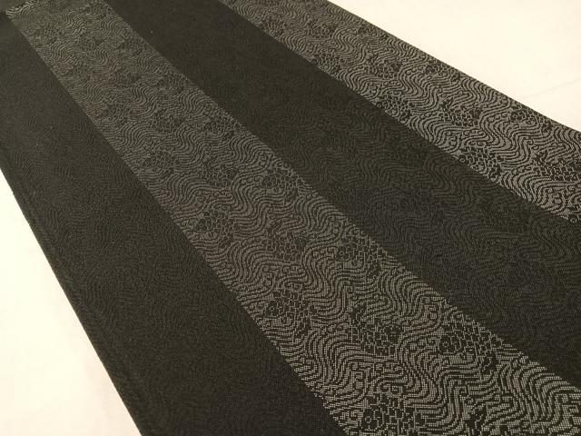 平和屋着物●両面　六通柄袋帯　唐織　舞桜　黒地　正絹　逸品　未使用　CABH4619vp