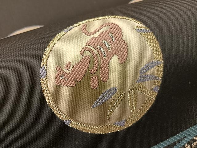 平和屋着物●六通柄袋帯　市松動物吉祥丸文　金銀糸　正絹　逸品　CABH4623vp